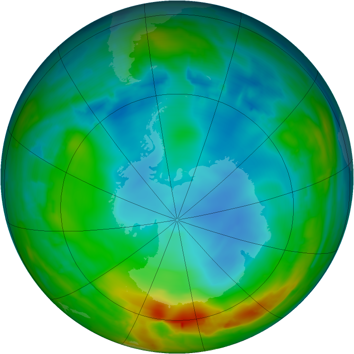 Antarctic ozone map for 17 July 2014
